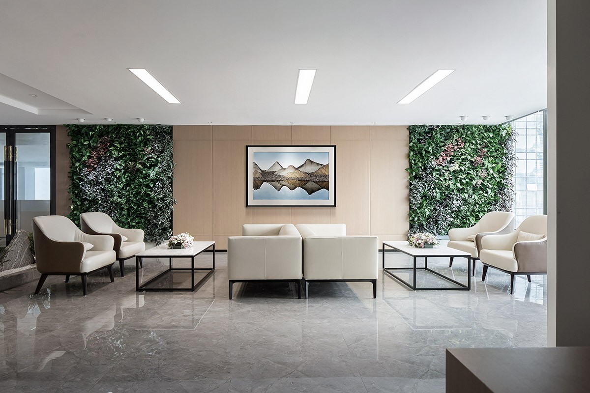 高端中式辦公室洽談區(qū)裝修效果圖