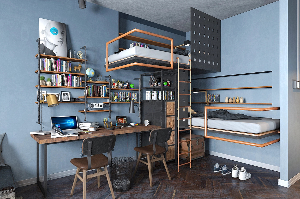 工業(yè)風(fēng)廠房宿舍裝修效果圖