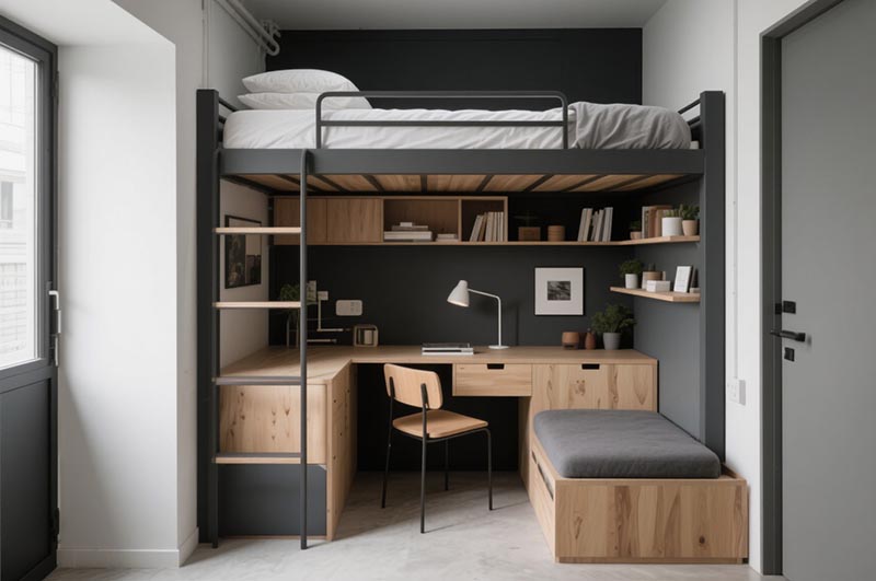 宿舍寢室+書(shū)架隔斷